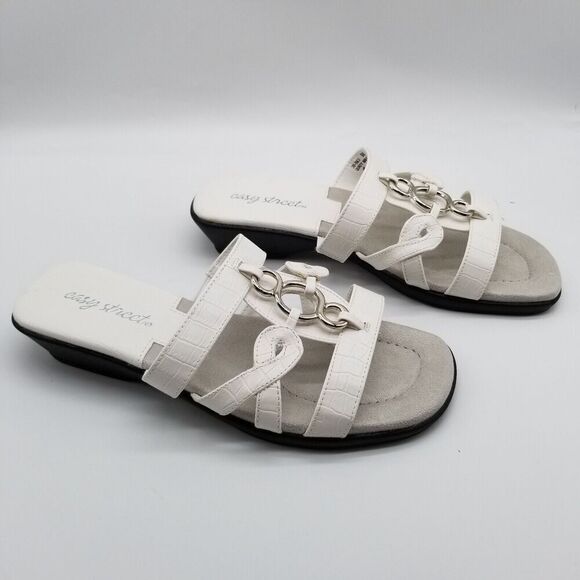 Easy Street Women's Torrid Sandals Size 8 Wide Strappy Slide White Comfort - Picture 3 of 7